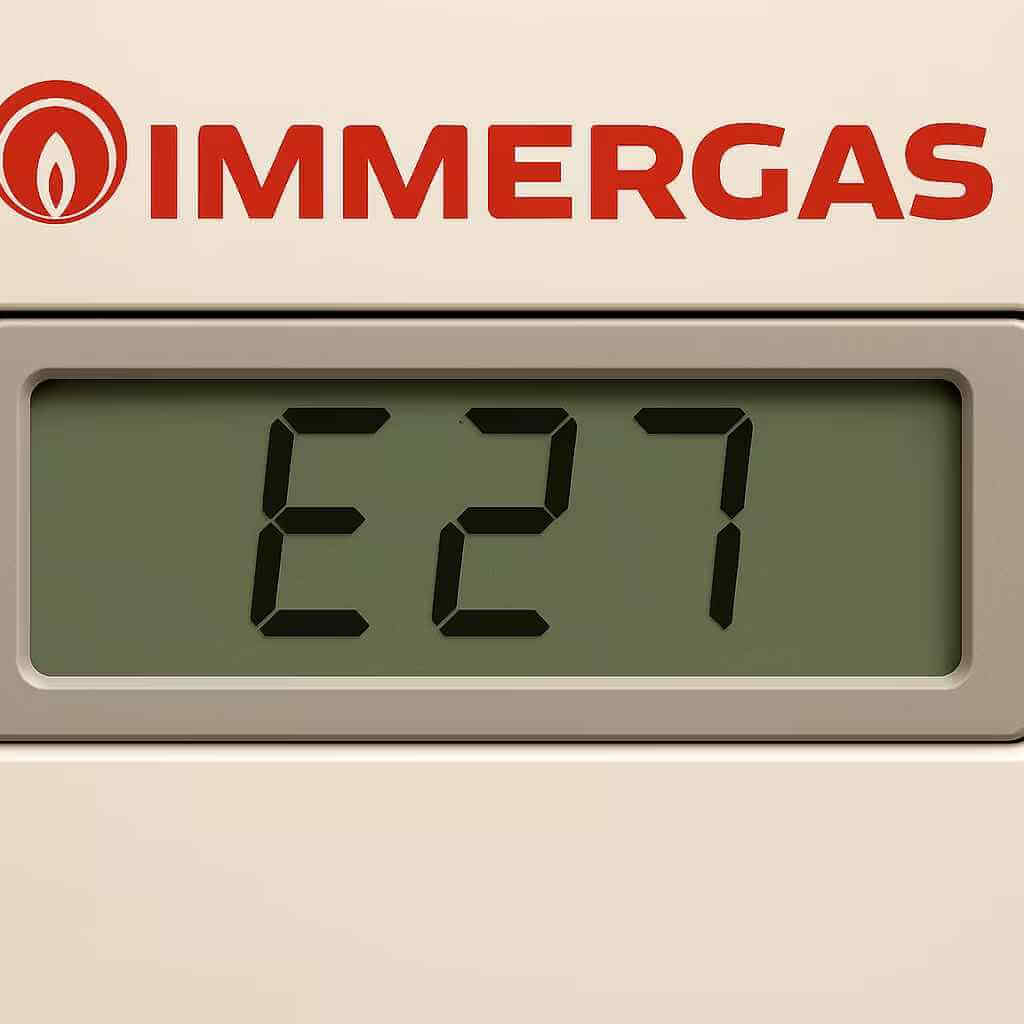 Tecnico a Parma controlla la pompa di una caldaia Immergas bloccata con errore 27.