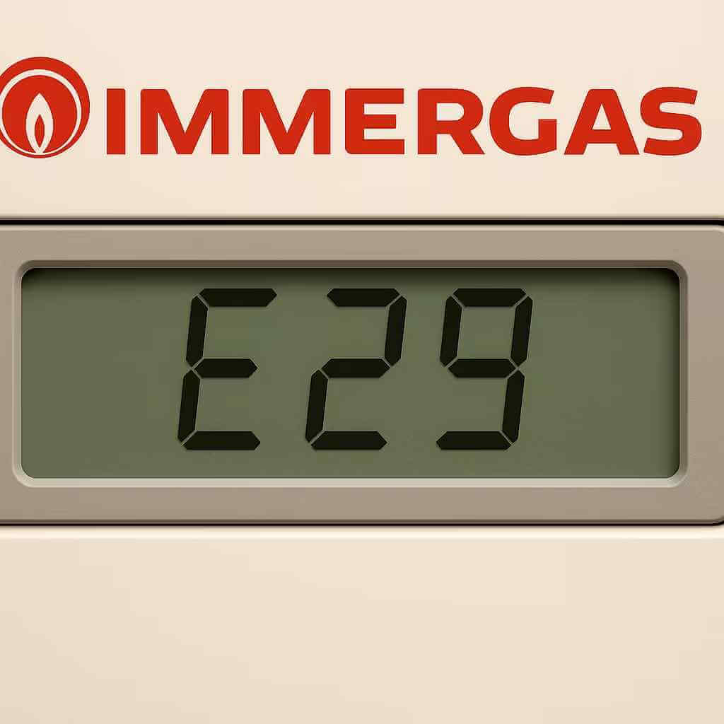 Tecnico a Parma ispeziona la canna fumaria di una caldaia Immergas per risolvere l'errore 29.
